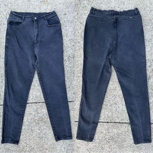 Vintage Jordache Faded Black High Rise Tapered Leg Bareback Jeans 18W 29” Waist